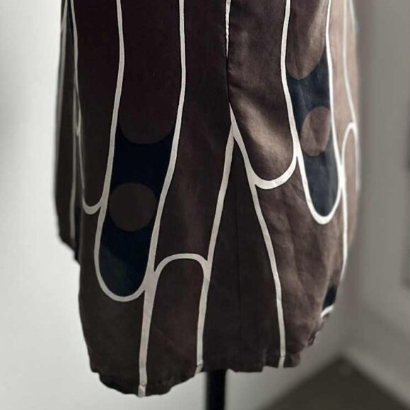 Zara Basic Pure Silk Cocoa & Black Abstract Tie-Neck Halter Blouse – US L - Picture 7 of 11